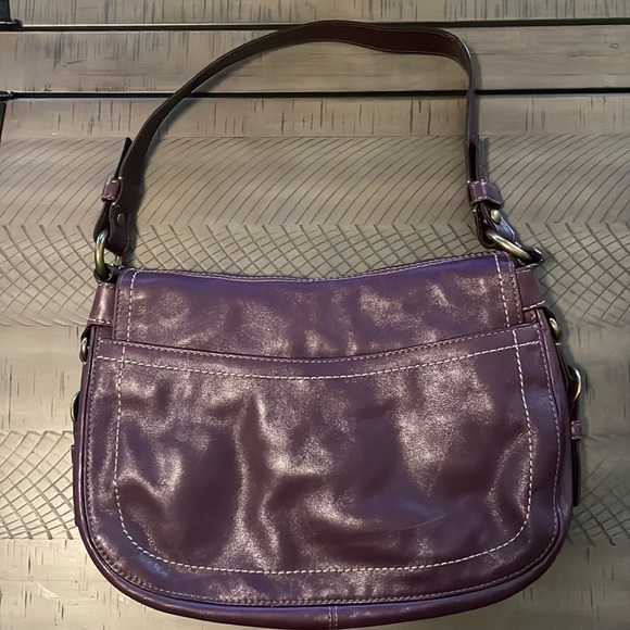 Coach Purple Double Buckle Leather Purse, Purple with Gold Hardware - Picture 5 of 11